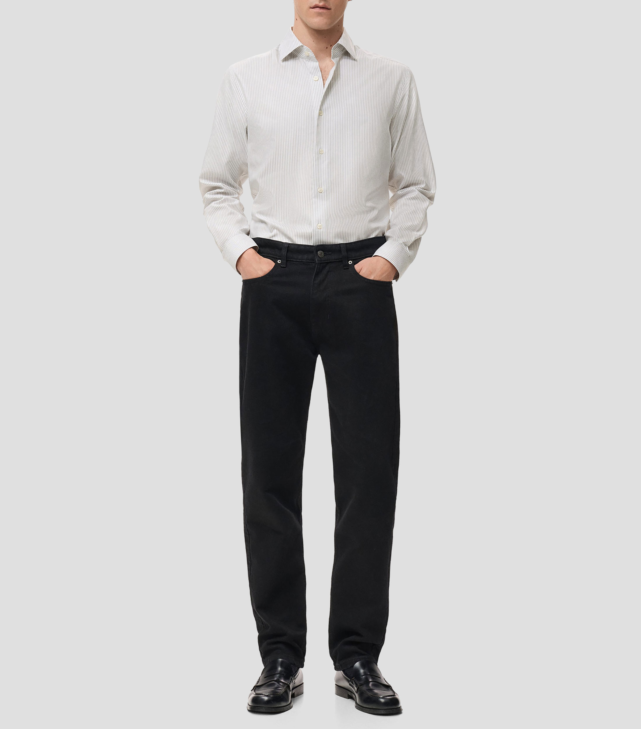 Camisa con líneas manga larga Hombre